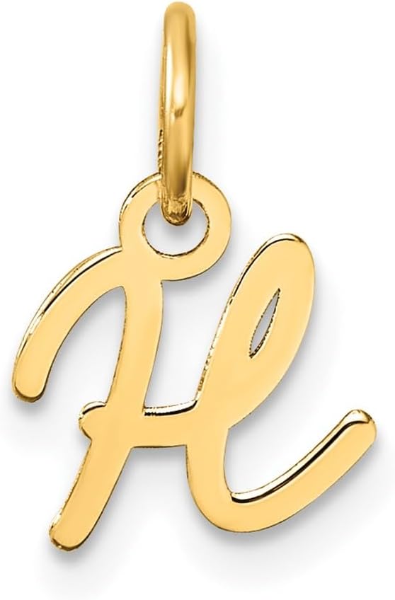 14k Yellow Gold Initial H Pendant for Women - Script Letter Charm with Polished Finish, Real Gold Monogram Necklace, Dainty Alphabet Jewelry, Custom Name Pendant for Everyday Minimalist Wear