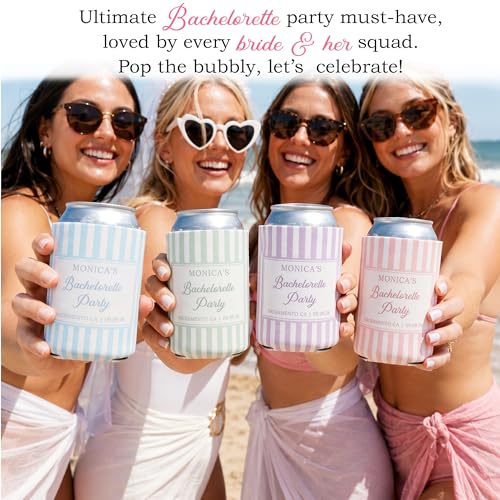 Image of Custom Bachelorette Can Coolers for Bachelorette Party & Beach Trip