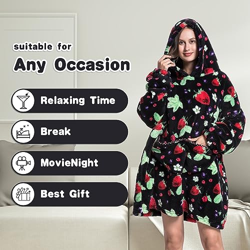 Oversized Blanket Hoodie, Adult Women Sherpa Fleece Wearable Blanket Warm and Cozy Giant Hooded Blanket Fluffy Sweatshirt for Women and Men - Image 4