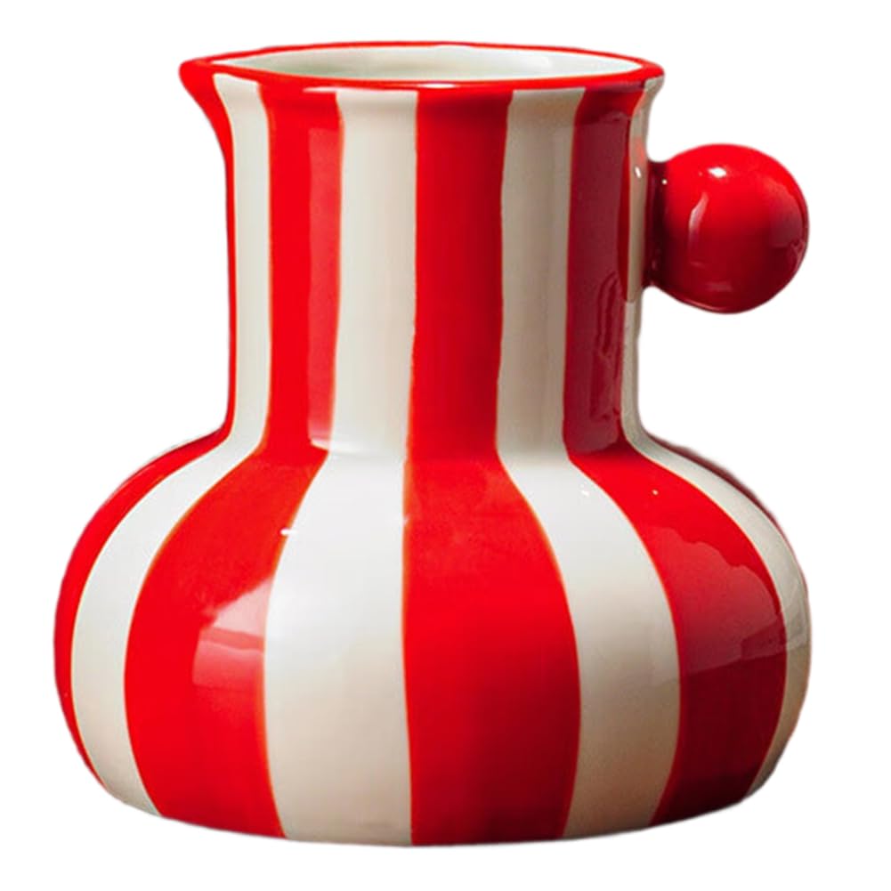 CTRLZS Room Aesthetic Decor Colorful Ceramic Vase Plant Pot Table Decoration Ornament Flower Arrangement Floral Vase Red
