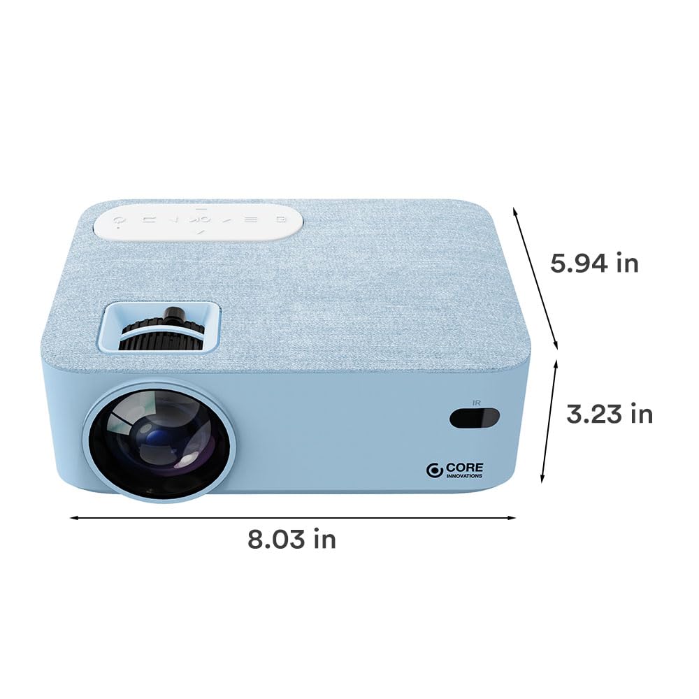 Pacchetto Home Theater con proiettore, schermo da 120 pollici e due mini altoparlanti istantanei a conduzione ossea wireless Bluetooth, blu mare