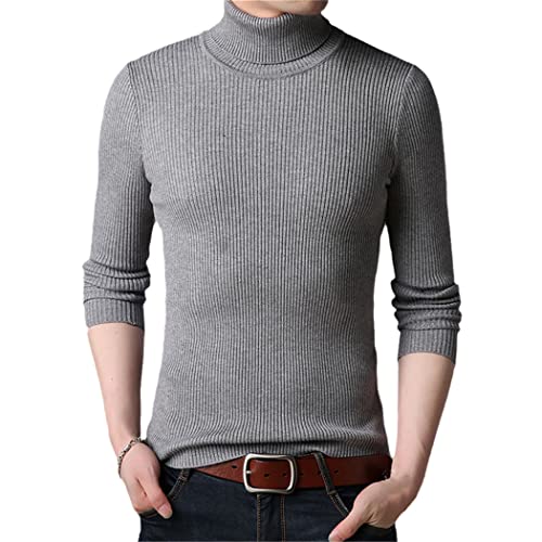 Pull en tricot respirant à col roulé homme noir gris XL YIOLEAMP