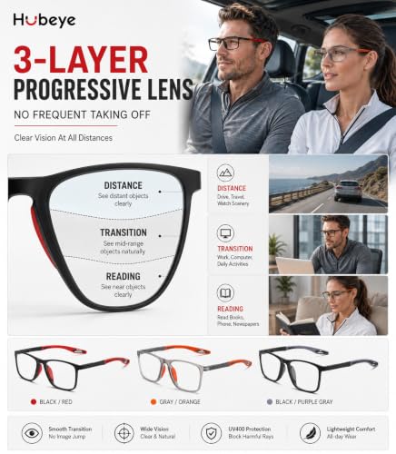 Image of TR90 Progressive Photochromic Blue Light Reading Glasses,Cheaters Readers