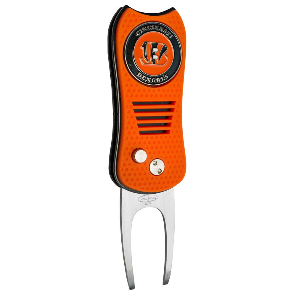 Team GolfNFL Cincinnati Bengals Retractable Divot Tool with Double-Sided Magnetic Ball Marker, Features Patented Single Prong Design, Causes Less Damage to Greens