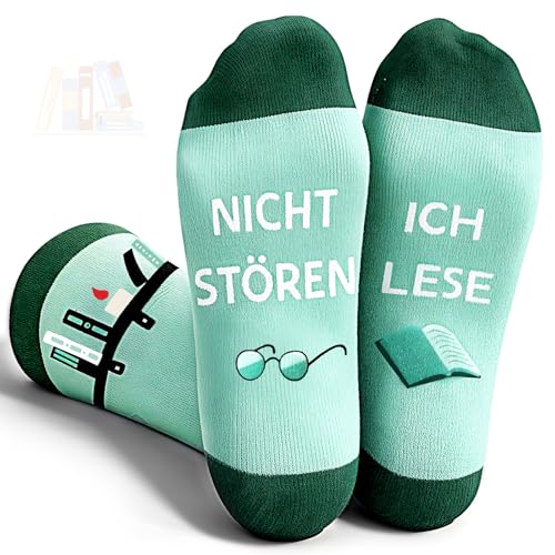 TUZELIYA Geschenke für Leseratten, Lustige Socken für Bücherfreaks, Leher Geschenkideen Weihnachtsgeschenke für Buchliebhaber, Weihnachten Adventkalender Füllung, BITTE NICHT STÖREN ICH LESE