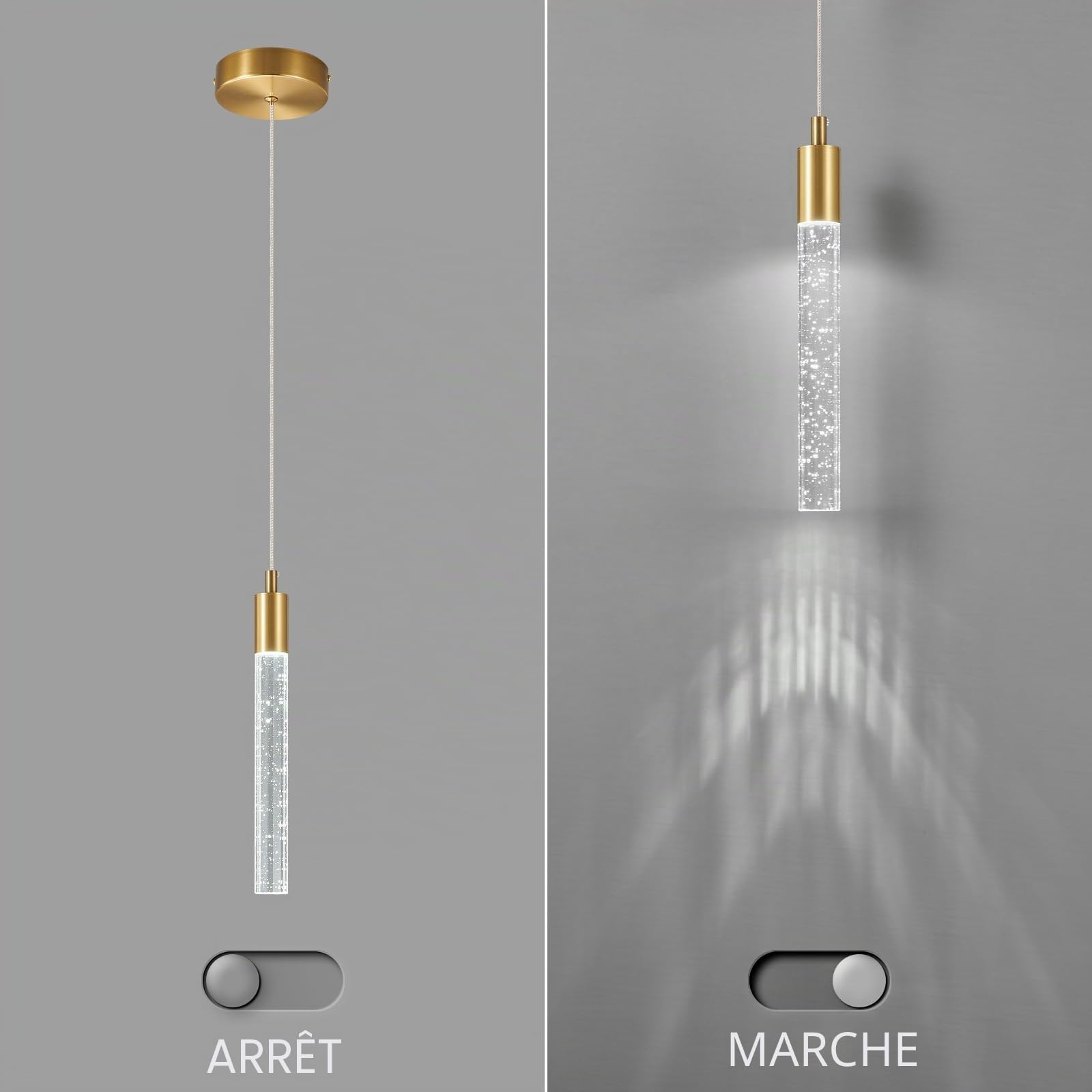 Lampe à suspension moderne d'île de cuisine Table de chevet Or Mini pendentif Pour chambre à coucher Petites lampes suspendues(1-Paquet)