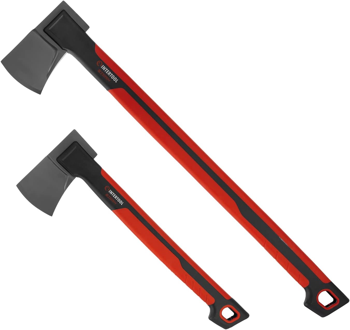 INTERTOOL Hatchet and Splitting Axe Set - 2 lbs Wood Chopping Camp Ax with 18-inch Handle - 4 lbs Maul with 28-inch Handle Shock Absorbing Anti-Slip HT08-0292-0297