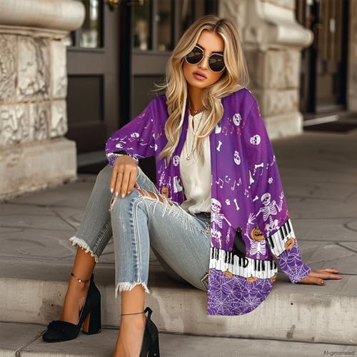Image of Forchrinse Red Ladybug Cardigan for Women Causal Long Sleeve Open Front Cardigans Sweater Fashion 2024 Fall Coat with Pockets