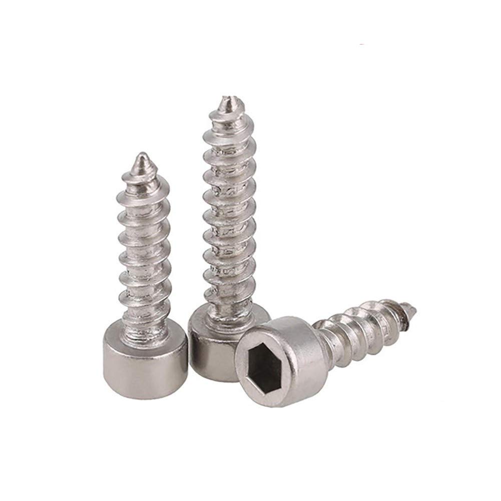 DOLUNTO M4 * 10-50mm 100 Piezas Redondas de Acero Inoxidable de 304 Tornillos de Rosca Tornillos de Madera/hexágono Interior Tornillos autorroscantes (Color : 30mm (100pcs a Lot), Size : M4)