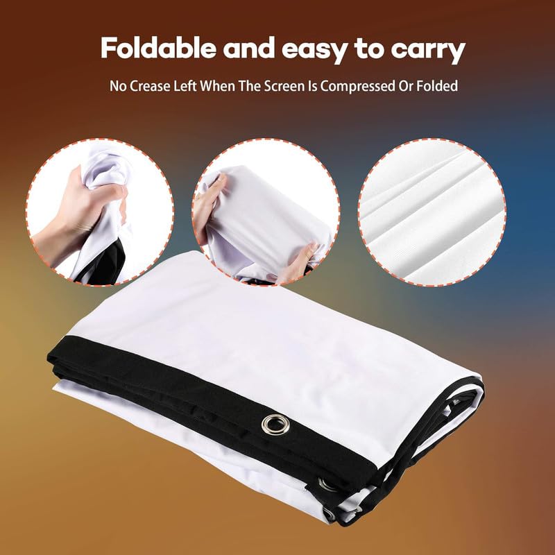 Image of 110 Inch Diagonal Projector Screen Indoor Outdoor Portable Ratio 16:9 Anti-Crease Foldable Dual Front Rear Retractable 4K Ultra HD 3D Ready Movie Office Home Theater-(96 inch(W) x54(H))