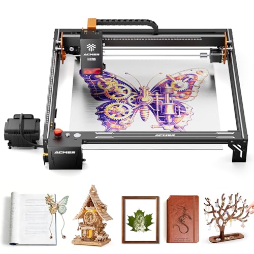 Image of ACMER S2 PRO 48 W Laser Engraving Machine, Engraving Machine, 24000 mm /min Engraving Dual Linear Guides Including 30 L /min Air Pump for Money Earning Small Businesses, DIY Work WLAN TF Connection