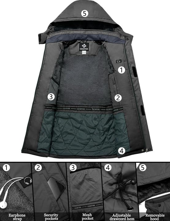 Image of GEMYSE Men's Ski Snow Jacket Warm Winter Waterproof Coat Snowboard Rain Jacket Hooded Windproof Windbreaker