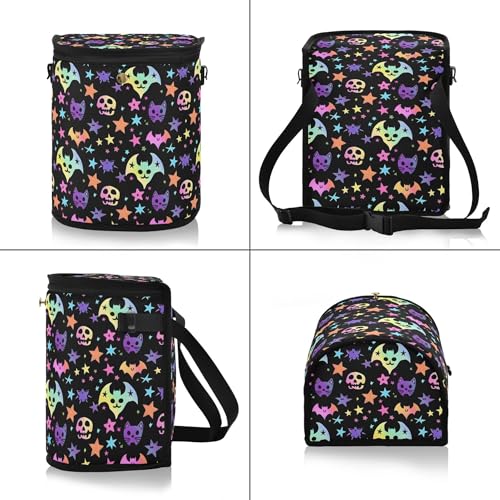 Image of MNSRUU Car Trash Can with Lid, Bats and Stars Car Trash Bag Hanging Organizers and Storage for Front Back Seat, Leak-Proof Trash Bin