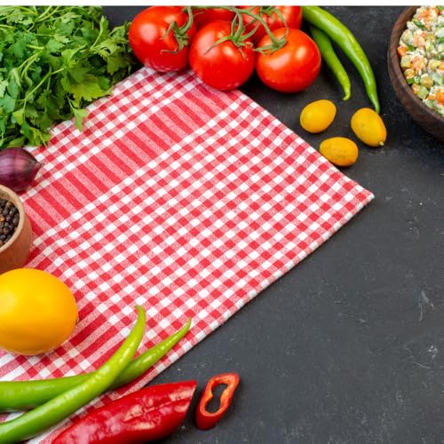Image of Vriksham Pack of 3 Cotton Kitchen Cleaning Cloths | 16x24 inch Checkered Napkins for Wet & Dry use | Reusable & Absorbent (3, Multi 16x24)