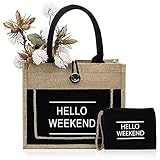 Jute Tote Bags, Burlap Beach Bags with Handles,Reusable Tote Grocery Shopping Bag, Big Capacity...