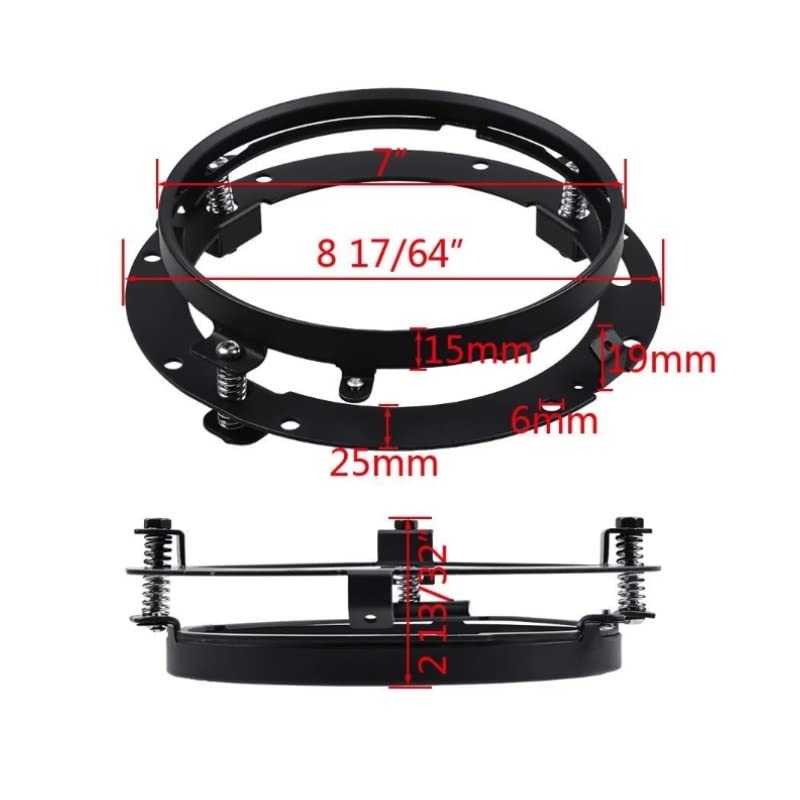 Phare Protecteur Accessoires De Moto 7"Pouces Noir/Chrome Support De