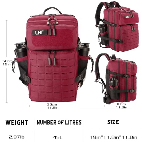 Image of LHI Tactical Military Backpack for Men 25L /45L Large Molle Army Assault Pack 3 Day Hiking Rucksack With Bottle Holder