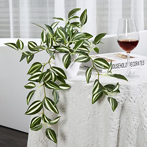 SOGUYI Fake Plants, Artificial Plants 15 Inch Faux Plants for Indoor Outdoor Decor,Realistic Artificial Hanging Plants in Pot for Home Office Perfect Housewarming Gift,1 Pack