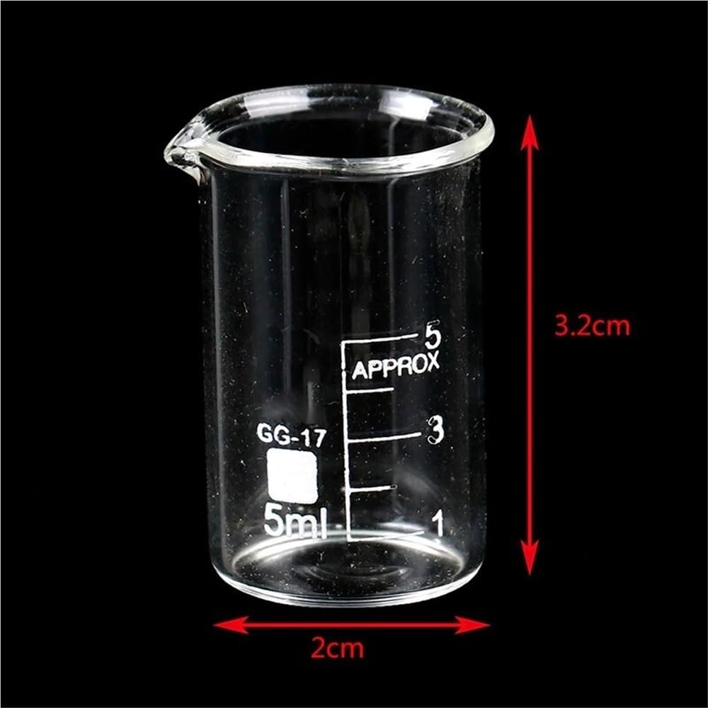 Becher in Vetro borosilicato da 5 ml con beccuccio, becher Trasparente Basso, becher in Vetro borosilicato per Laboratorio Chimico