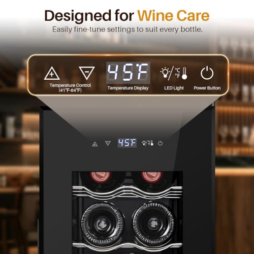 Image of 12 Bottle Wine Fridge, Slim Wine Cooler Refrigerator