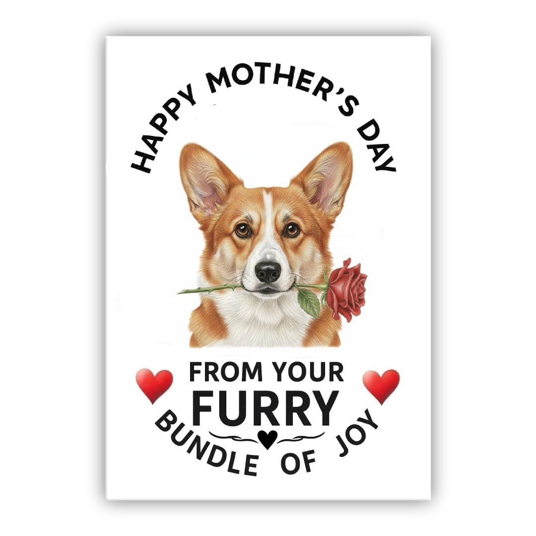 Mother’s Day Dog Card – Pet Mothers Day Greeting Card from the Dog - “Happy Mother’s Day” - Many Breeds Available (• Pembroke Welsh Corgi)