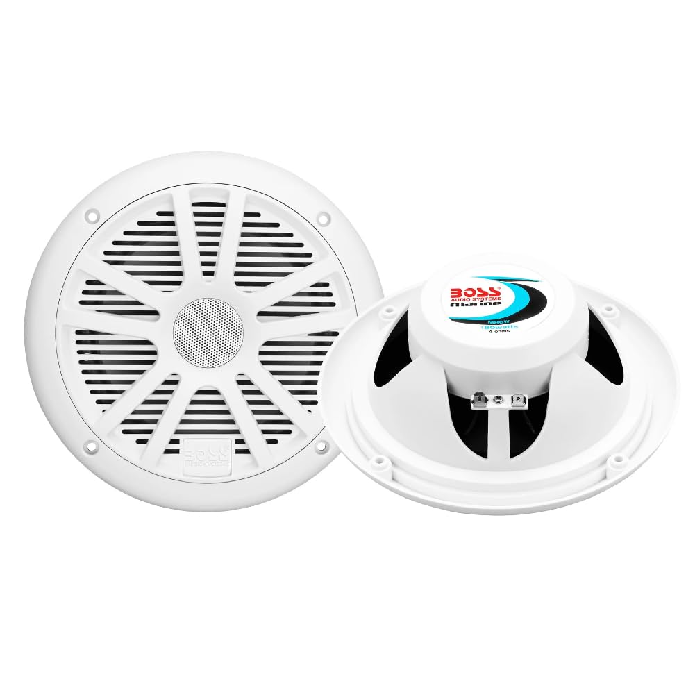 KIT Set pour Boss Audio Systems ASK902B.6 kit Marin avec amplificateur Bluetooth MC900B 4 canaux, Paire d'enceintes MR6W 90 Watts rms 180 Watts Max, Un étui pour Smartphone, 1 kit + Accessoires