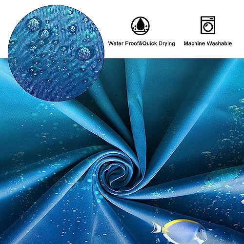 SDOTPMT 105x160cm Ozean Tropisch Fische Duschvorhang Unterwasser Meer Tier Koralle Riff Badevorhang Sommer Blau Ozean Badewannenvorhang für Kinder Badezimmer Stoff Polyester Wasserdicht mit Haken