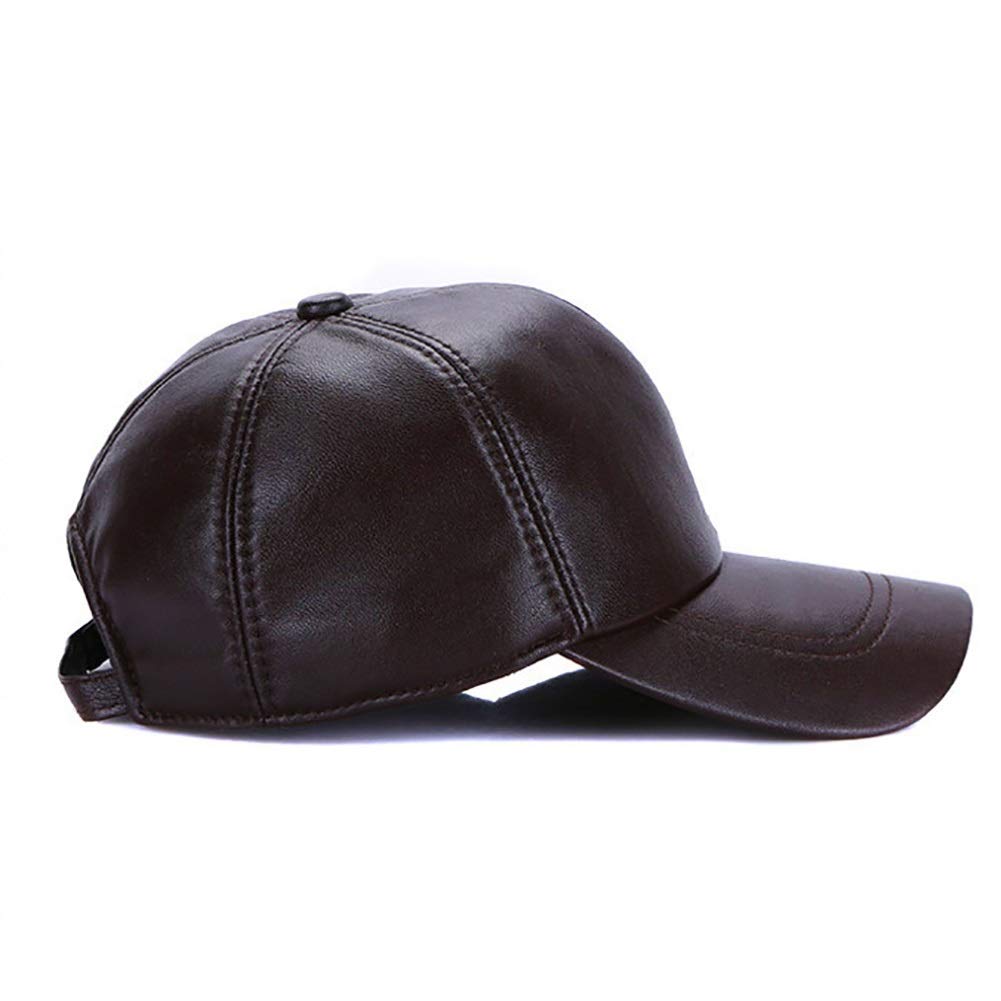Generico Cappelli Invernali, Berretto da Baseball in Vera Pelle per Anziani, Cappello Hip Hop in Montone, Taglia Regolabile, Inverno 55-60 cm (Marrone A) (Marrone A)