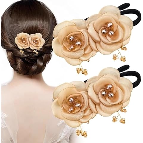 2 Pack Elegant Flower Hair Bun Makers Cover