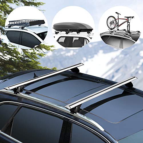 XCAR 53" Aluminum Cross Bars Roof Rack Set Crossbars Cargo Carrier Rooftop Luggage Bike Rack for Car Vehicles SUVs with Existing Raised Side Rails with a Gap