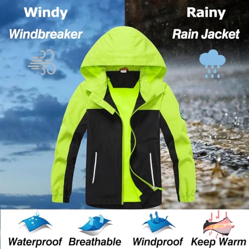 Image of Waterproof Kids Rain Jackets With Hood,Lightweight Toddler Raincoat For Boys Girls,Kids Clothes Windbreaker Jacket