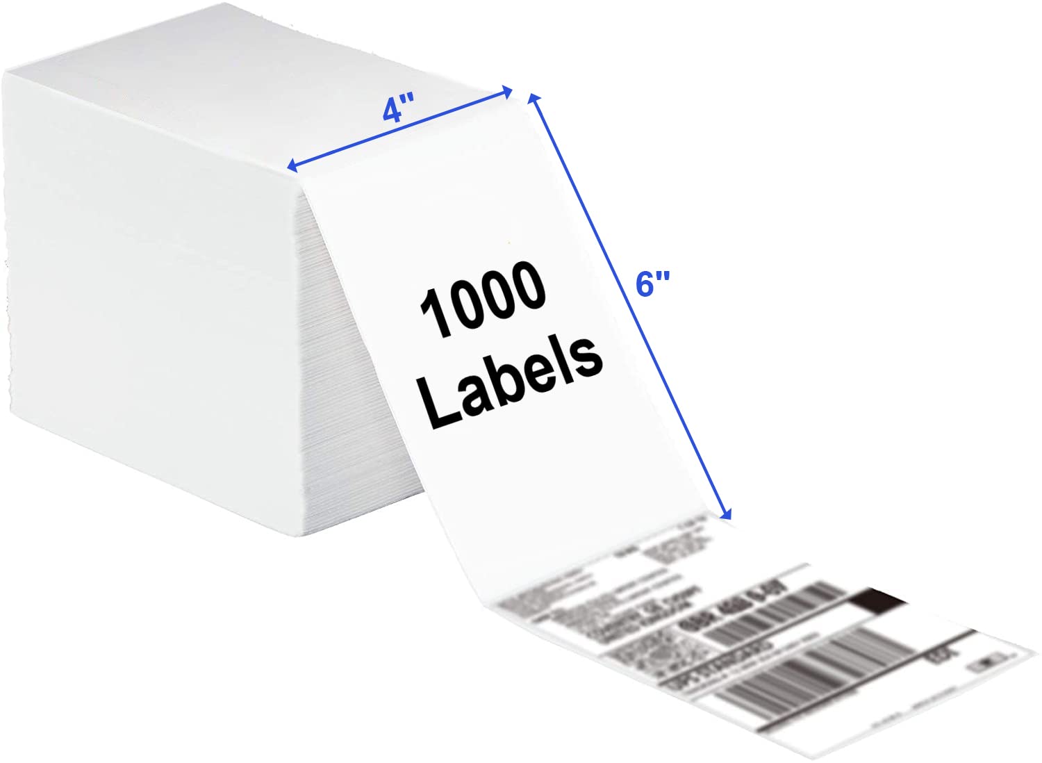 1000 Thermal Labels 4x6 Direct Address Fanfold Shipping Labels 101mm x 152mm White Sticky for Address Mailing