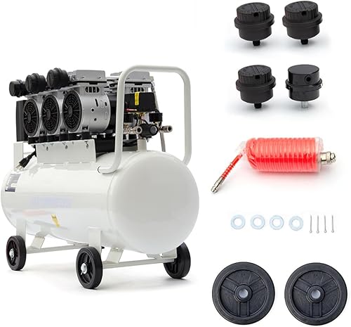 Miniatura 8 de Compresor de aire portátil, compresor de aire eléctrico ultra silencioso sin aceite, 115 PSI máximo con 13 CFM, recuperación rápida, tanque de 17