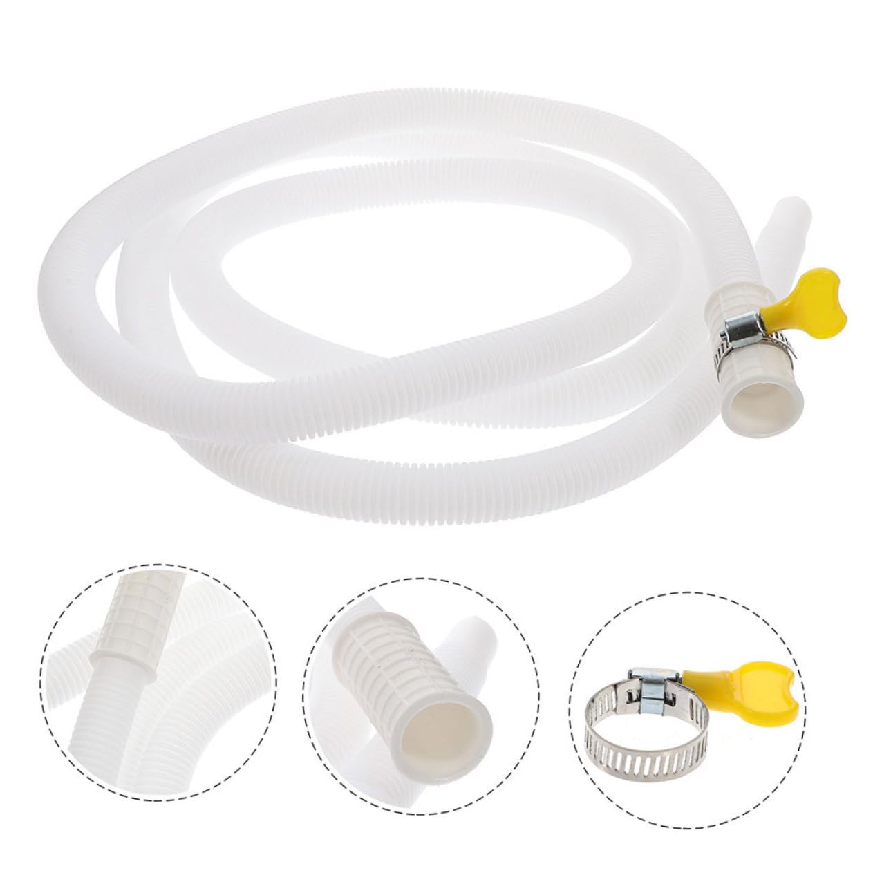Hemobllo Tubo Estensibile per Scarico Condensa Condizionatore Bianco con Fascette in Acciaio Inox, Facile Installazione e Resistente per Unità Esterne di Climatizzatori