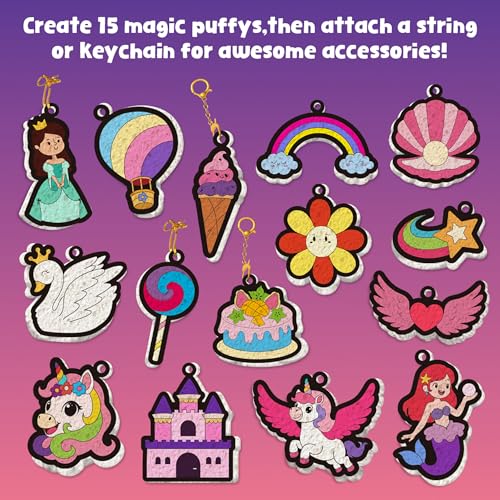 Image of MZYTOZA 3D Art Kit Aqua Magic Puffs Princesses & Unicorns, Stocking Stuffers, 15 Mess-Free Paint by Number Craft for Kids, Christmas Gift Idea & Stocking Stuffer, Art Projects with Puff Markers