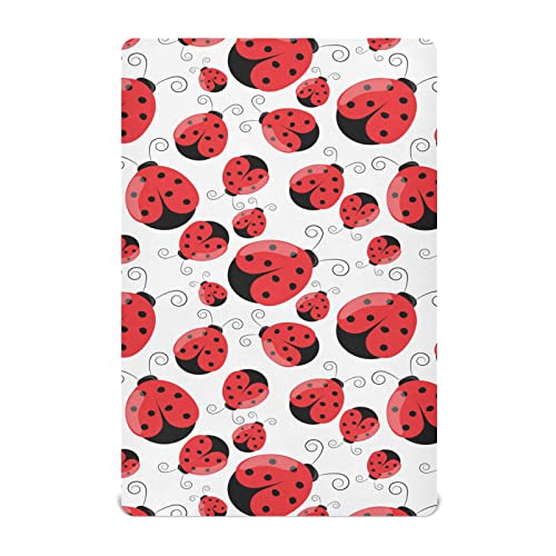 Image of Ladybug Ladybird Crib Sheets Soft Breathable Fitted Baby Crib Sheets Mattress Cover for Girl Boy, 52 inch x 28 inch x 9 inch