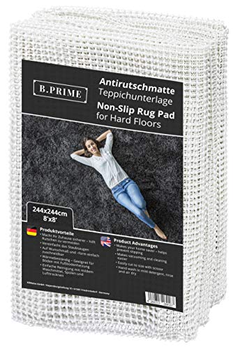 B.PRIME 8x8-Feet Non-Slip Rug Underlay Pad for Hard Floors. Different Size Options Available