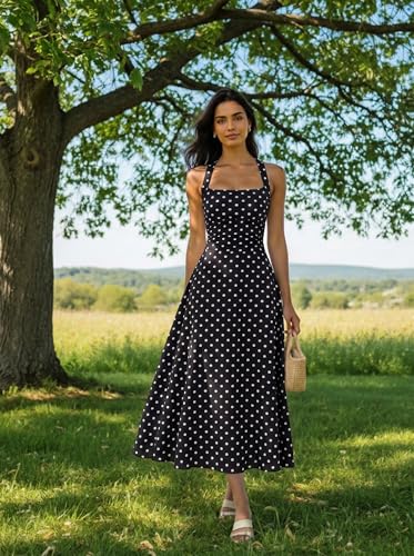 Image of Kaximil Women's Square Neck Corset A Line Maxi Dress Ruffle Ruched Waist Flowy Long Dresses