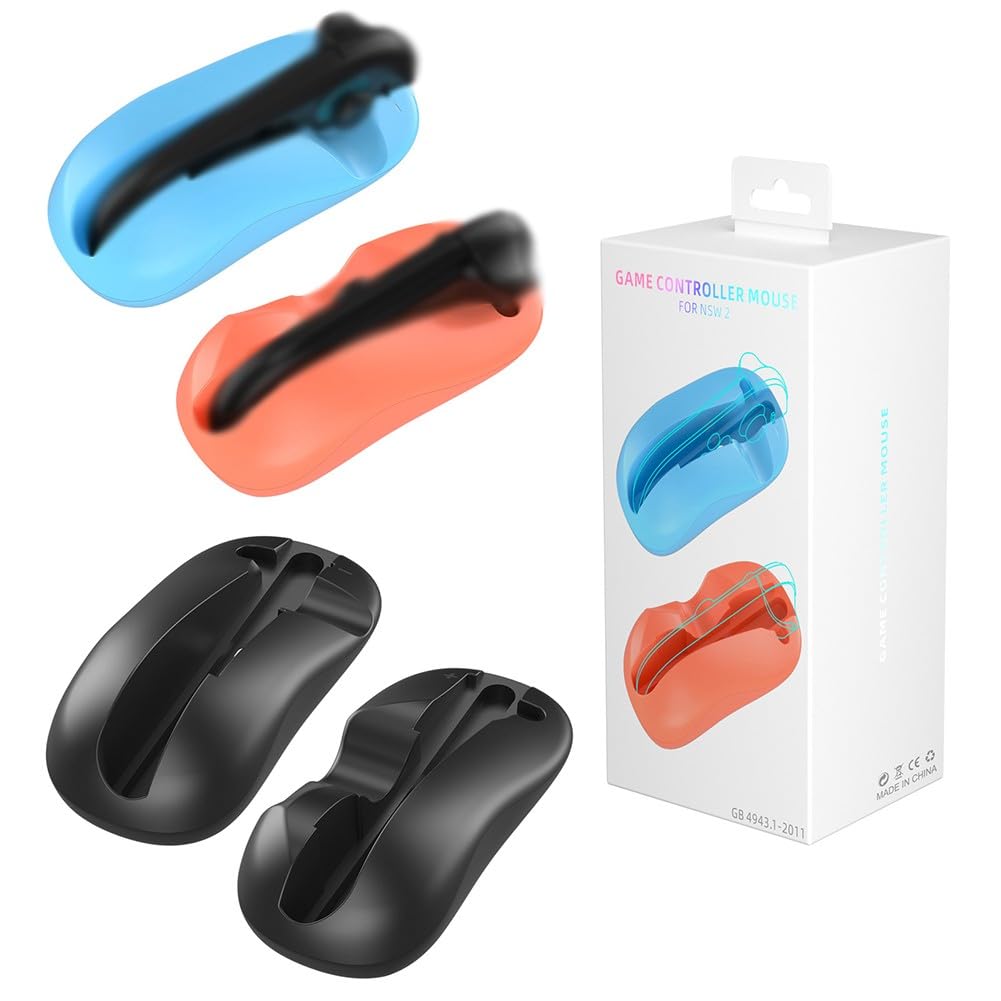 2 supporti ergonomici per mouse per Nintendo Switch 2, materiale ABS, accessorio da gioco compatto e portatile, compatibile con controller Switch 2, nero