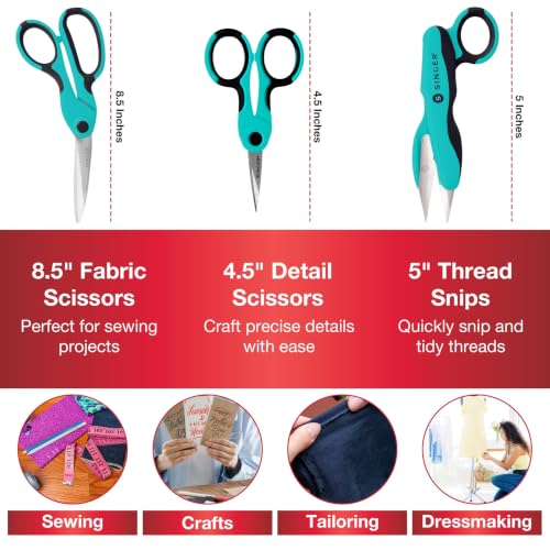 Image of SINGER ProSeries Sewing Scissors Bundle, Fabric, Detail & Snips, 3 Count