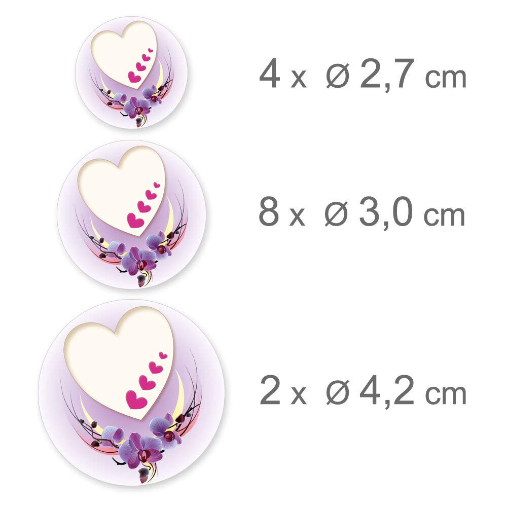 140 Blumen-Sticker „Herz Mit Gelben Rosen“ – 3 Größen (2,7–4,2 Cm), Glänzend, Permanent