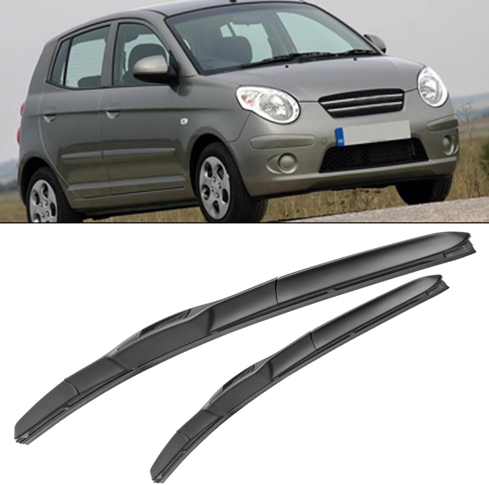RESKIU Car Front Windshield Wiper Blade Set Replacement for KIA Picanto SA 2004-2011, All Season Windscreen Wipers Quiet Easy Installation
