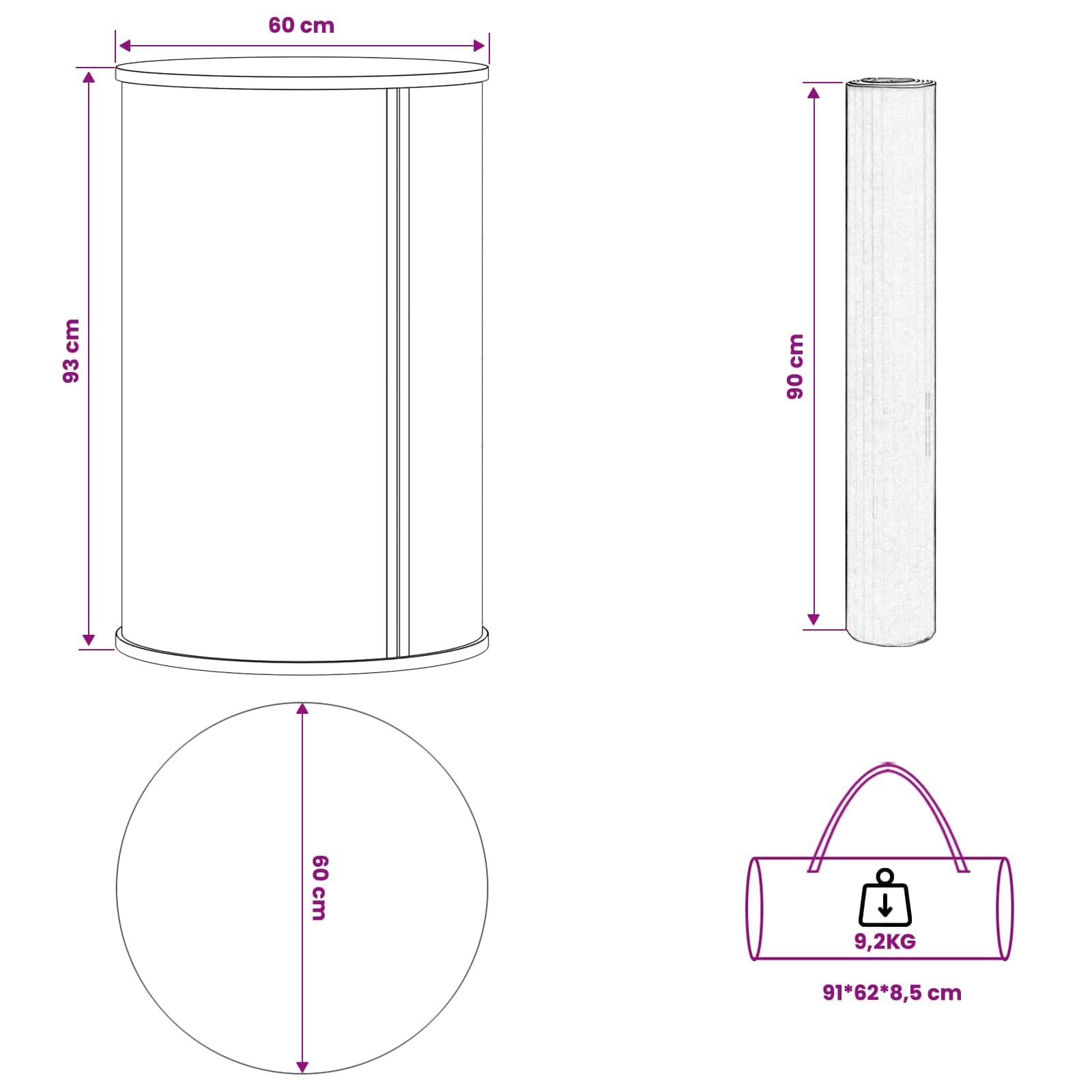 vidaXL Mostrador para ferias Negro y Blanco Ø 60 x 93 cm