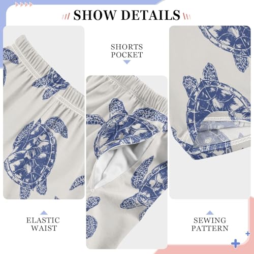 Boys' Pants Sea Turtle Doodle Blue Long Bottoms Jogger Pants Elastic Waist Trousers with Pockets S-XL4