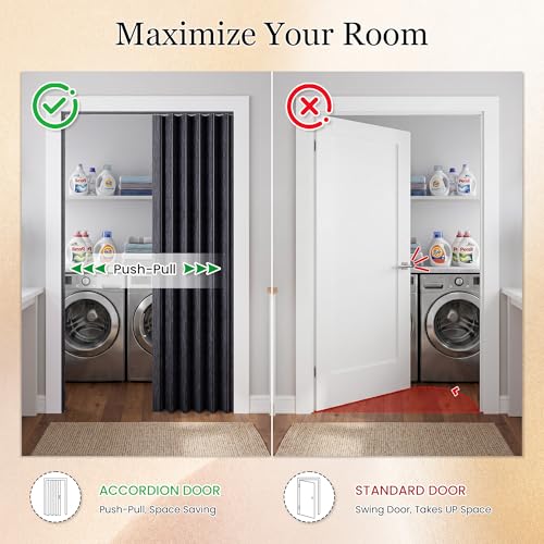 Image of SmartStandard 36 inch x 80 inch Accordion Doors Interior, Double Walled, Black