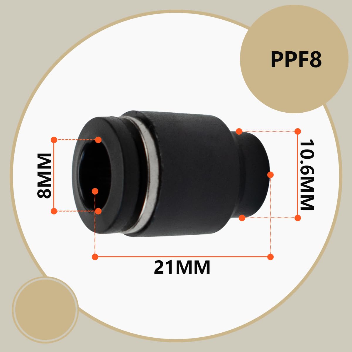 Bwintech 10 pezzi 8mm tubo OD spingere per collegare tappo pneumatico Plug Fitting (PPF8)