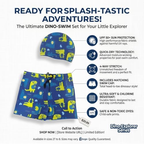 Image of Kids 6-in-1 Water Activity Kit with Trunks, Silicone Cap, Anti-Fog Goggles, Swim Tube, Nose Clip & Earplugs -Swim Set for Boys Pool, Beach
