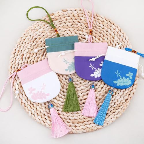 10 bolsas de sachet chinas de brocado con cordón miniatura 5