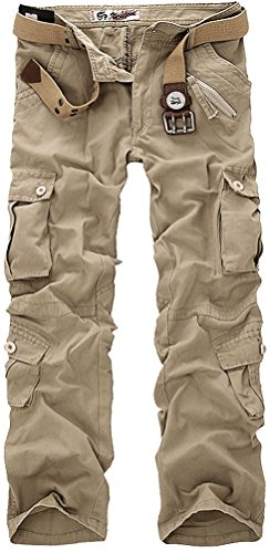 Leward Men's Casual Active Military Cargo Camouflage Combat Pants Trousers with 8 Pocket(no Belt)