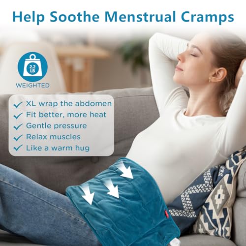 Comfytemp Weighted Heating Pad for Back & Period Cramps, FSA Eligible, Birthday Gifts for Mom Dad Women Men, 2.2lb HSA Electric Heat Pad for Neck Shoulder Pain Relief, 2H Auto-Off Heated Pad, 12x24 - Image 3